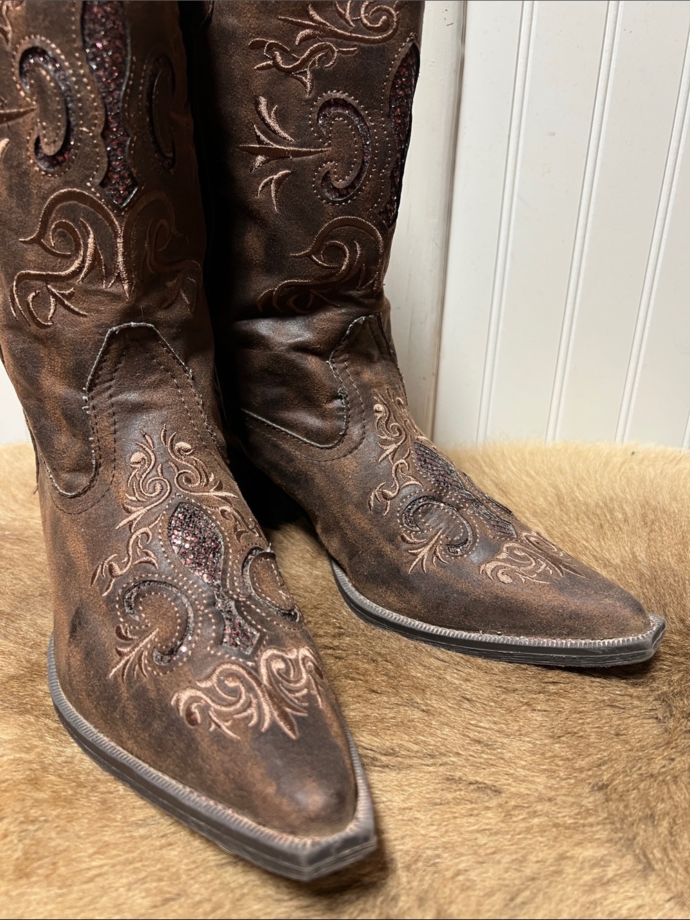 Roper Flor de Lis Western Cowboy Boots 7.5